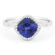 Cushion Shaped Created Blue Sapphire Ring