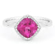 Cushion Shaped Created Pink Sapphire Ring