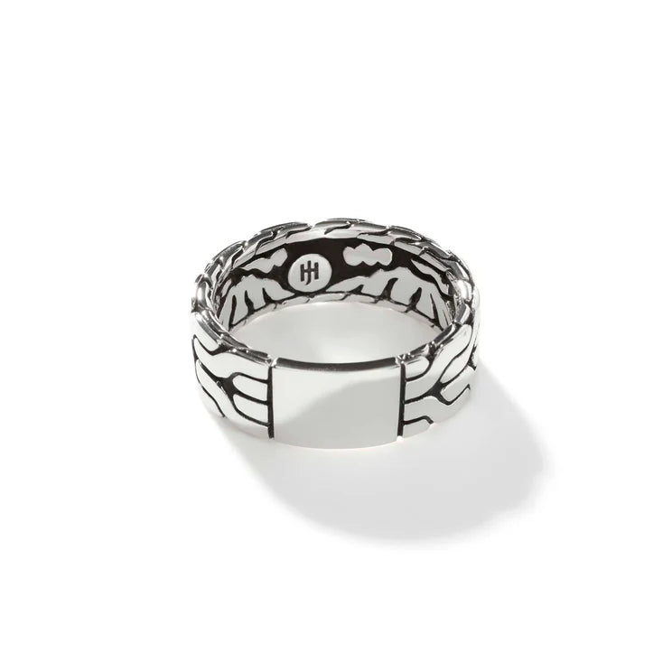 Men's Sterling Silver Carved Chain Band Ring