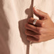 Men's Sterling Silver Carved Chain Band Ring