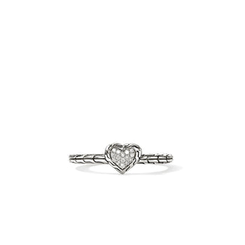 Sterling Silver Heart Ring with Diamonds