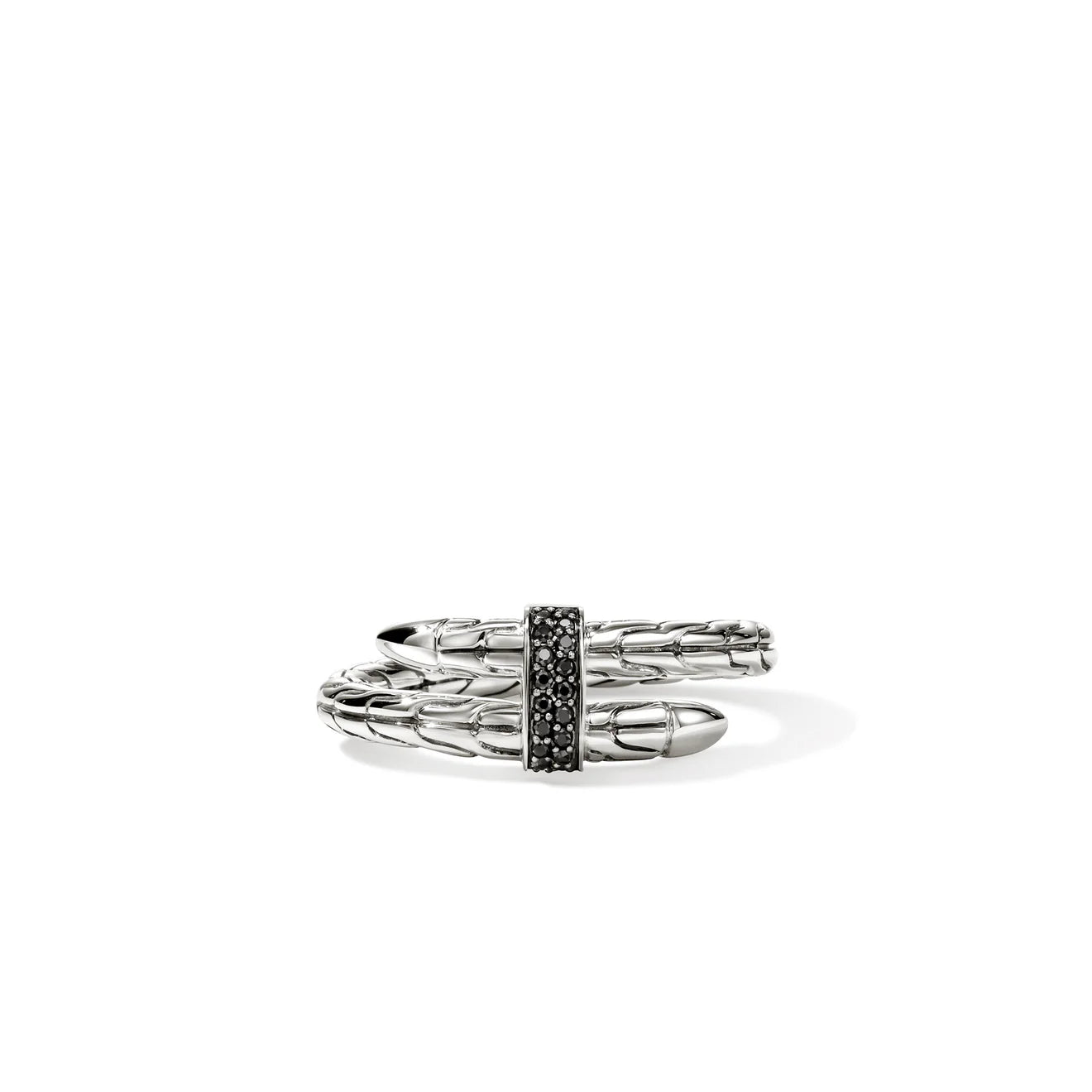 Sterling Silver Black Sapphire Spear Wrap Ring