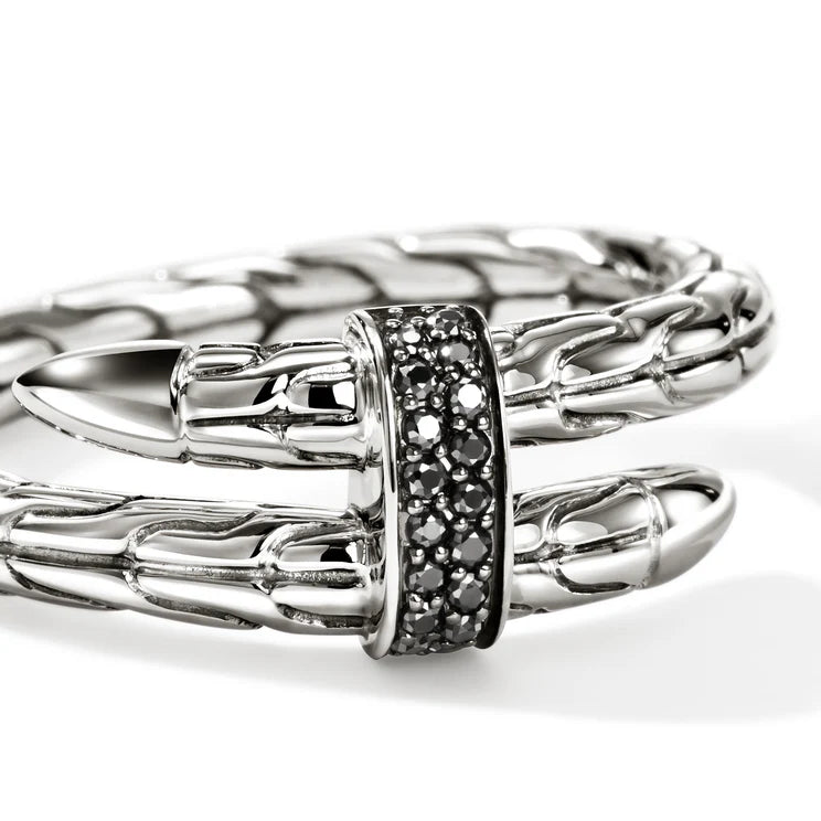 Sterling Silver Black Sapphire Spear Wrap Ring