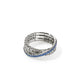 Sterling Silver Chain Motif and Blue Sapphire Crossover Ring