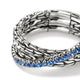 Sterling Silver Chain Motif and Blue Sapphire Crossover Ring