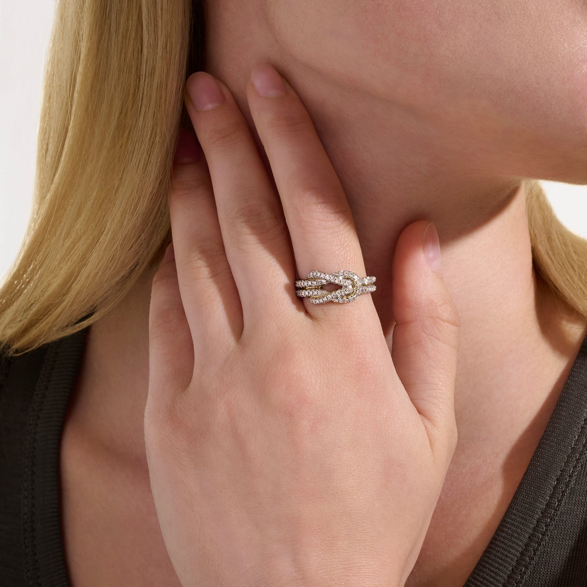 John Hardy 14K Yellow Gold Love Knot Ring with Diamonds