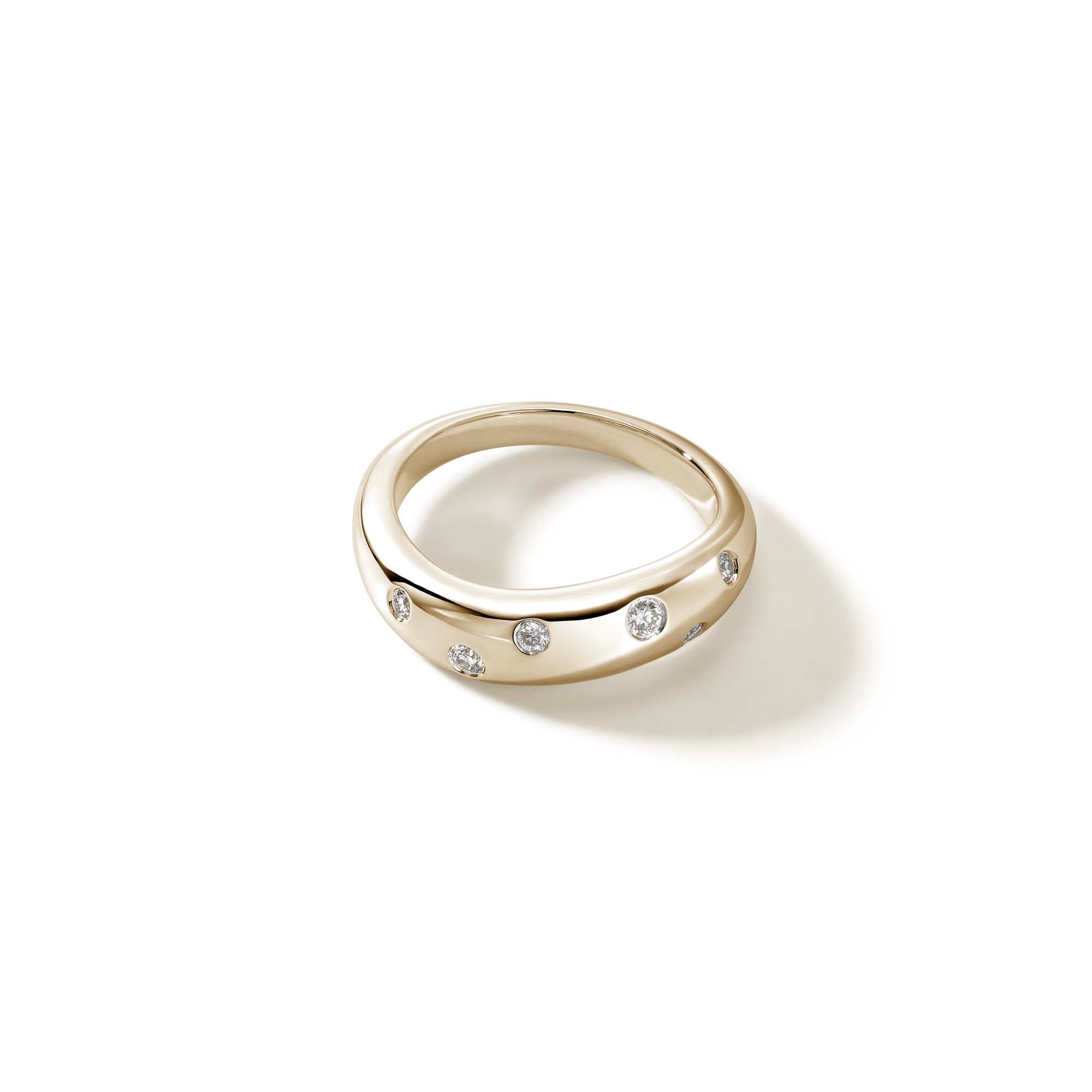 John Hardy 14K Yellow Gold Surf Ring with Scattered Diamonds