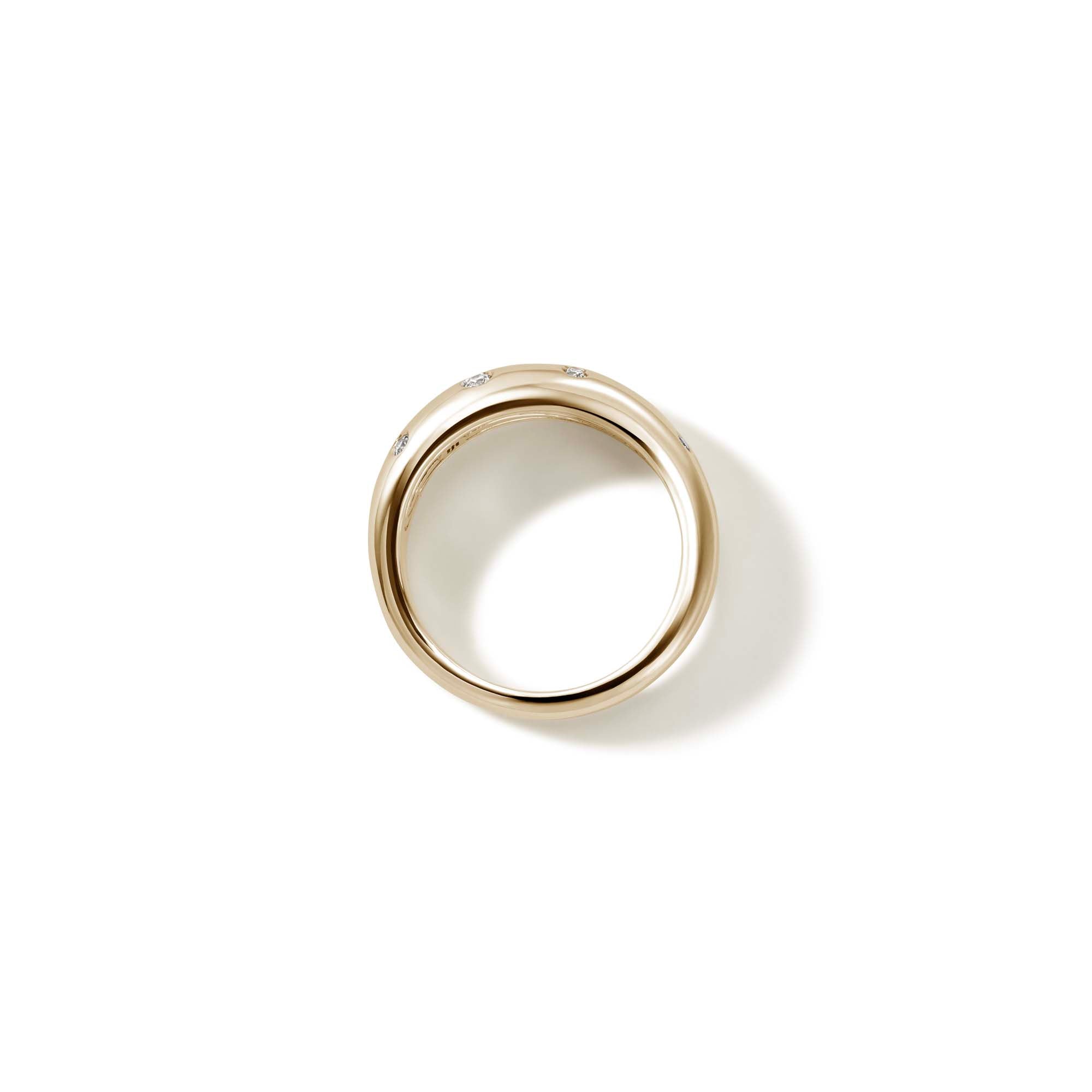 John Hardy 14K Yellow Gold Surf Ring with Scattered Diamonds
