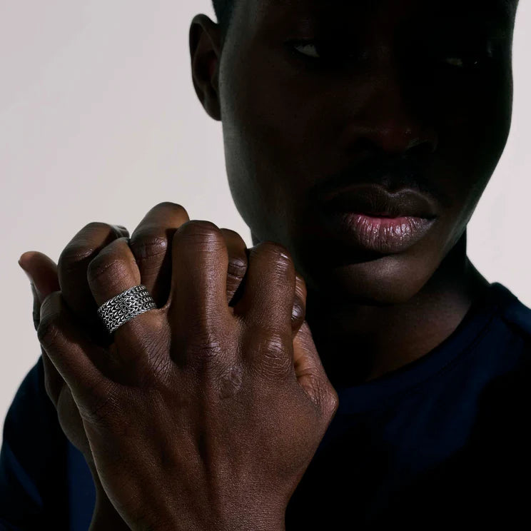 Sterling Silver Icon Link Chain Ring