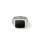 Sterling Silver and Treated Black Onyx Signet Ring