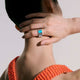 John Hardy Sterling Silver and Yellow Gold Ring with Mother of Pearl, Turquoise and Lapis Lazuli