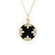 Yellow Gold Diamond and Black Jade Medallion Necklace