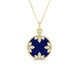 Yellow Gold Blue Lapis and Diamond Medallion Necklace