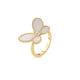 Yellow Gold Jasmine Mother Of Pearl and Diamond Butterfly Ring