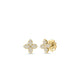 Yellow Gold Pave Diamond Flower Stud Earrings