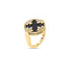 Yellow Gold Black Jade and Mother of Pearl Diamond Reversible Medallion Ring