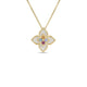 Rose Gold Pave Diamond and Muti Stone Venetian Princess Pendant Necklace