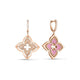 Rose Gold Venetian Princess Pirouette Diamond and Rhodonite Flower Earrings