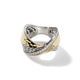 Sterling Silver and Hammered Gold Pave Diamond Twisted Ring