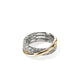 Yellow Gold and Sterling Silver Chain Motif Crossover Ring