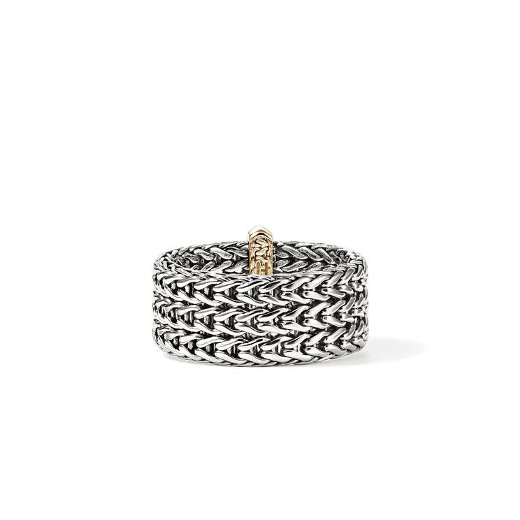 Sterling Silver and Yellow Gold 9MM Icon Link Bar Ring