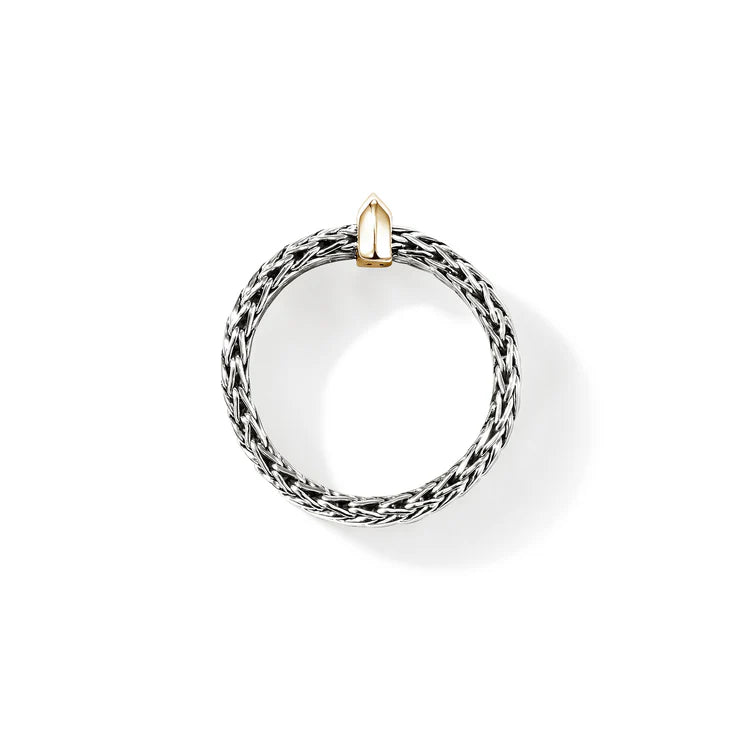 Sterling Silver and Yellow Gold 9MM Icon Link Bar Ring