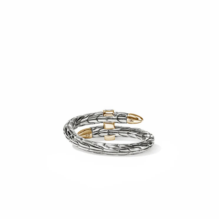 Yellow Gold & Sterling Silver Spear Diamond Wrap Ring
