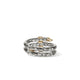 John Hardy Yellow Gold and Sterling Silver Spear Double Wrap Ring with Pave Diamonds