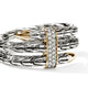 John Hardy Yellow Gold and Sterling Silver Spear Double Wrap Ring with Pave Diamonds