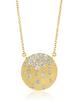 Yellow Gold Flush Set Confetti Diamond Disc Pendant
