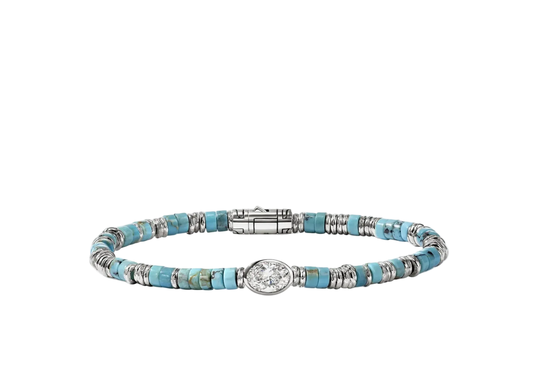 Lovestruck Turquoise And Lab Grown Diamond Heishi Bracelet