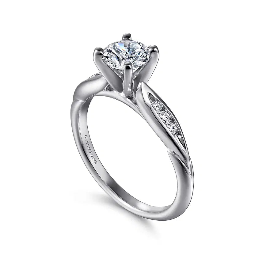 Quinn White Gold Round Diamond Channel Set Engagement Ring Setting