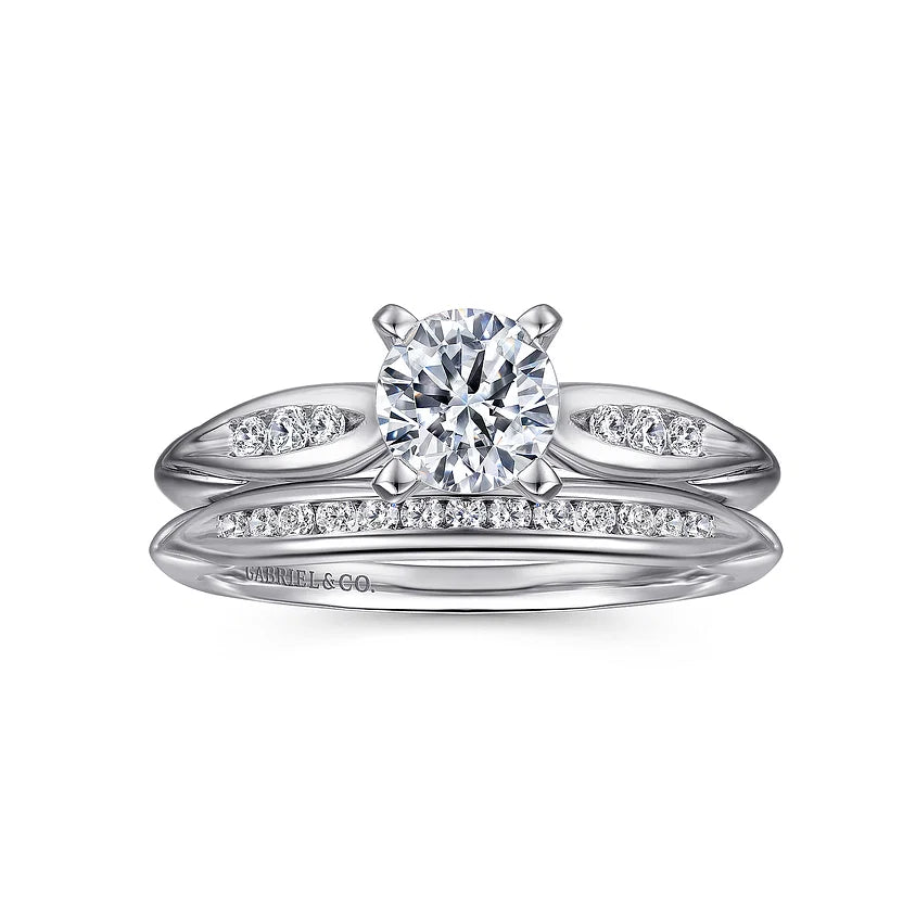 Quinn White Gold Round Diamond Channel Set Engagement Ring Setting