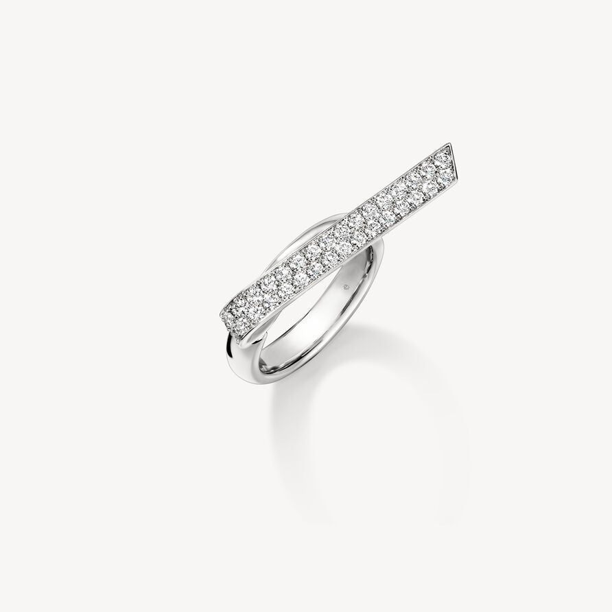 White Gold Elongated Diamond Flip Ring