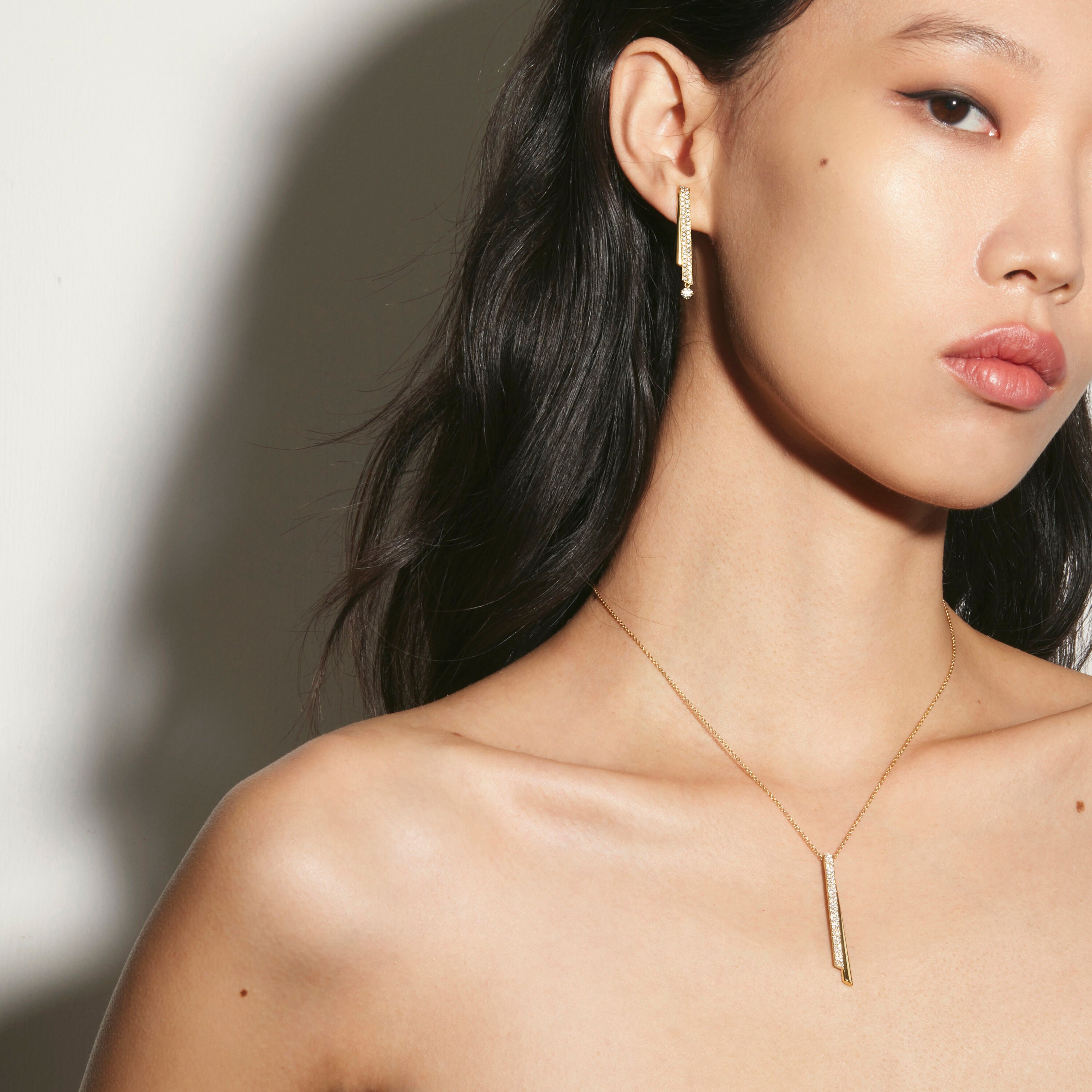Inside/Out Diamond Flip Drop Pendant Necklace