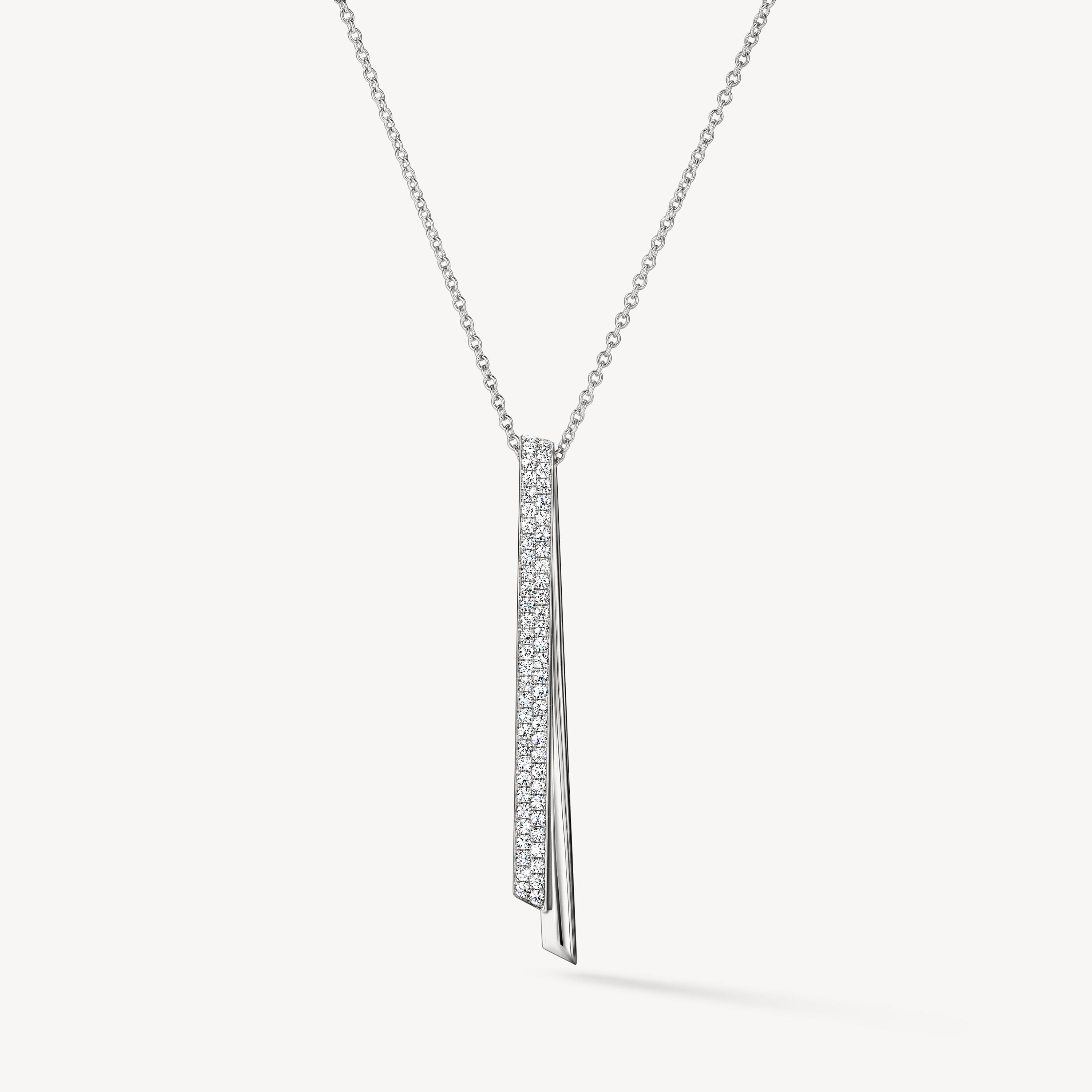 White Gold Inside Out Diamond Flip Drop Pendant Necklace