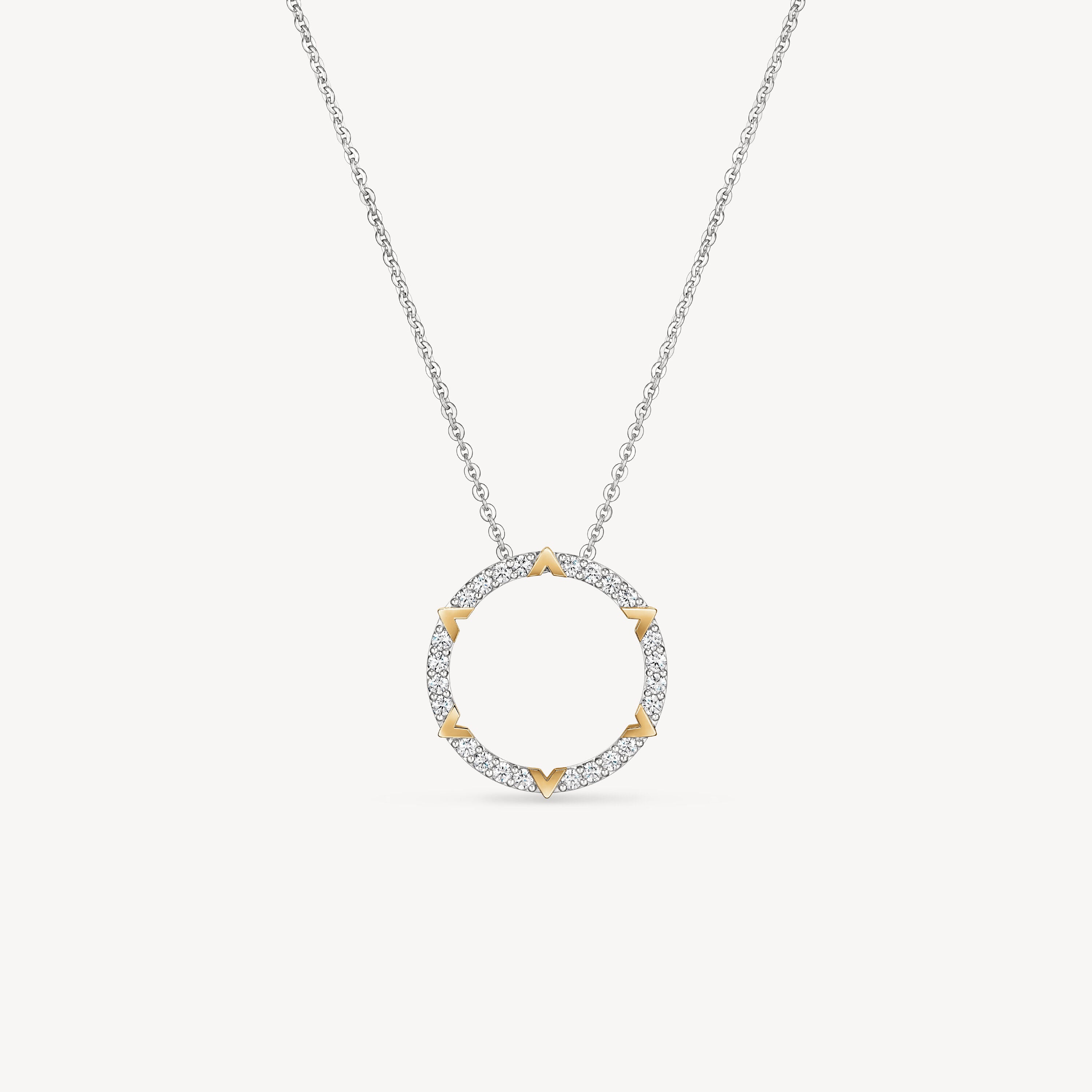 White and Yellow Gold Copley Diamond Circle Pendant