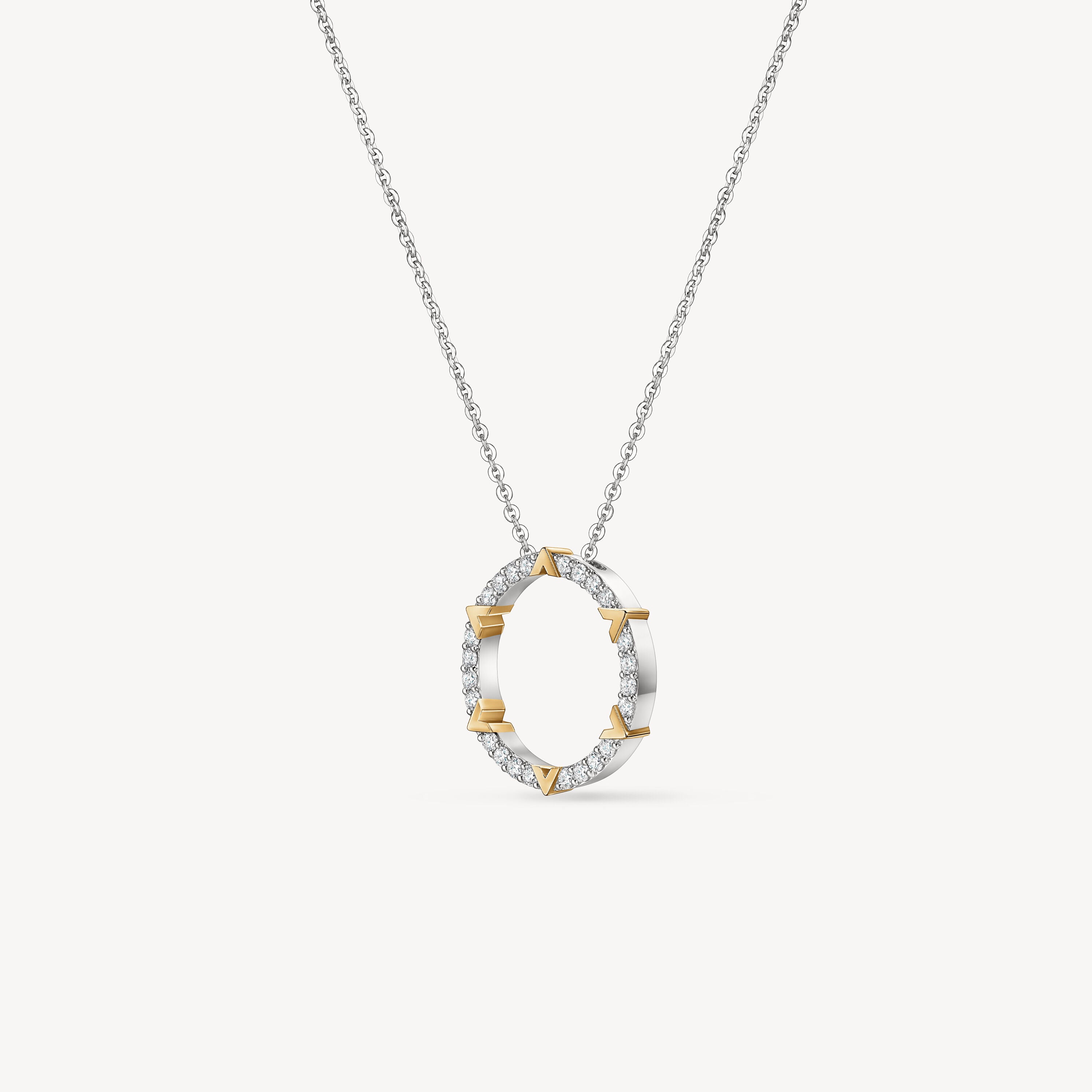 White and Yellow Gold Copley Diamond Circle Pendant