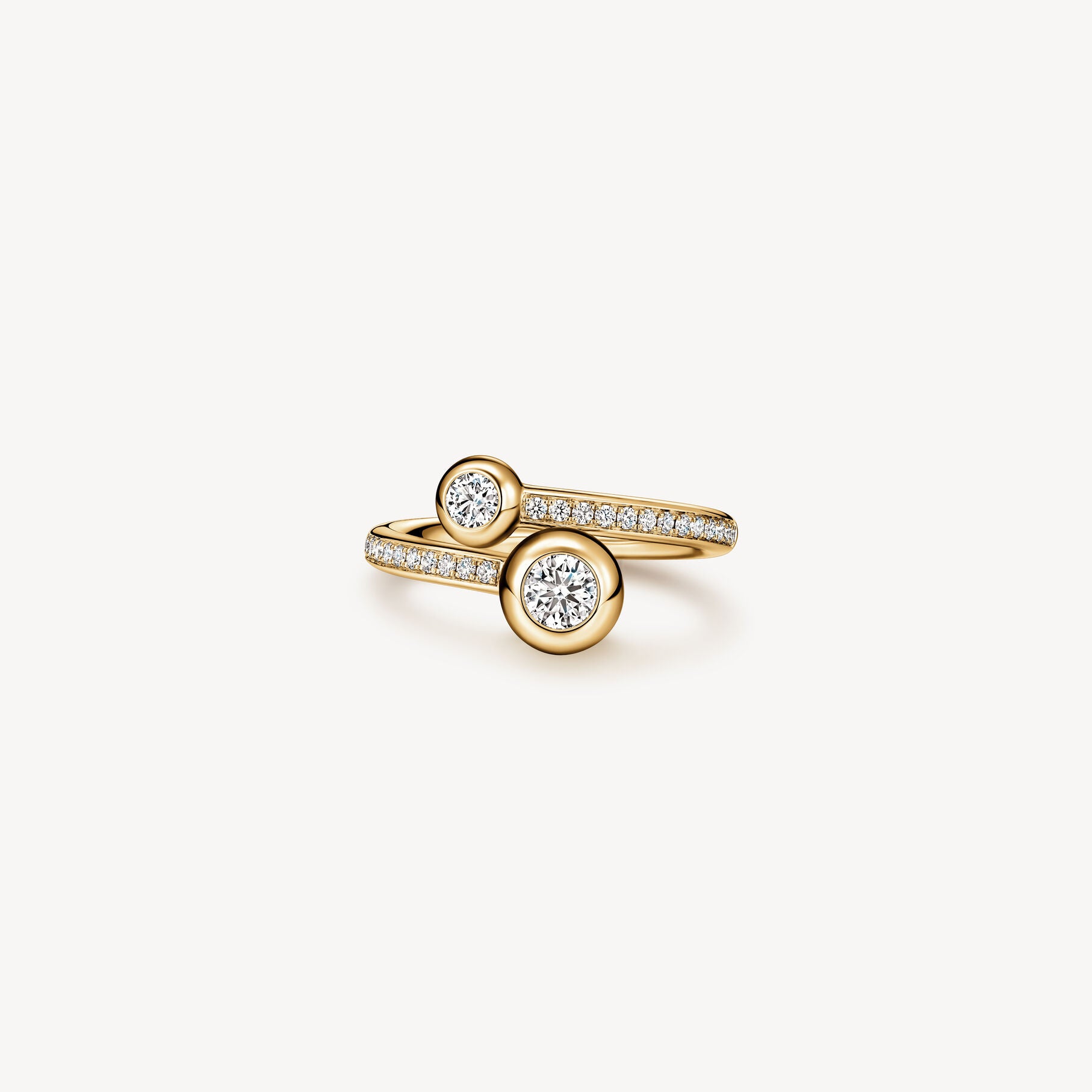 Yellow Gold Dream Bypass Pave Diamond Ring