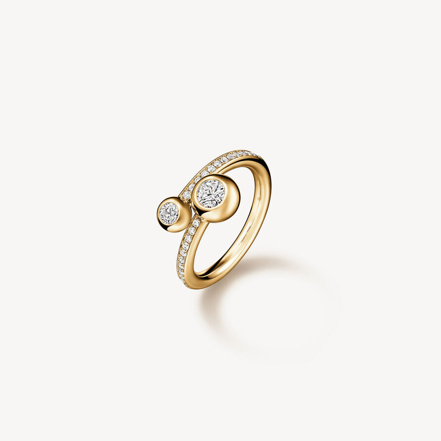 Yellow Gold Dream Bypass Pave Diamond Ring