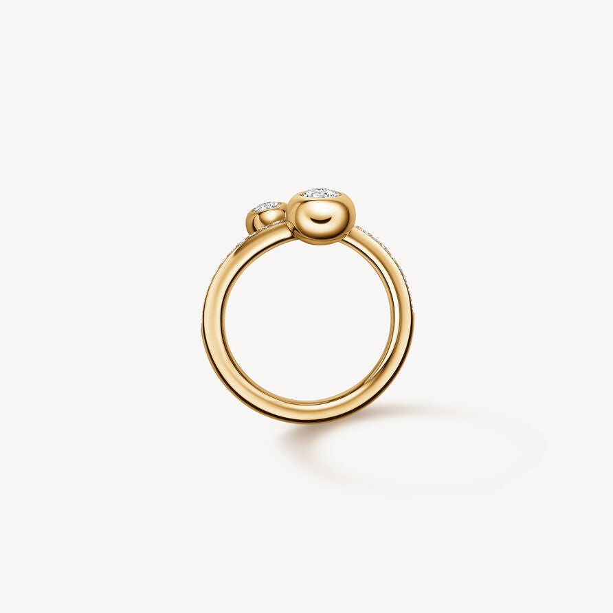 Yellow Gold Dream Bypass Pave Diamond Ring
