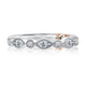 White Gold Alternating Round and Marquise Diamond Wedding Band with Milgrain Detail