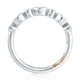 White Gold Alternating Round and Marquise Diamond Wedding Band with Milgrain Detail