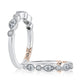 White Gold Alternating Round and Marquise Diamond Wedding Band with Milgrain Detail