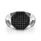 Sterling Silver Black Spinel Pave Signet Ring