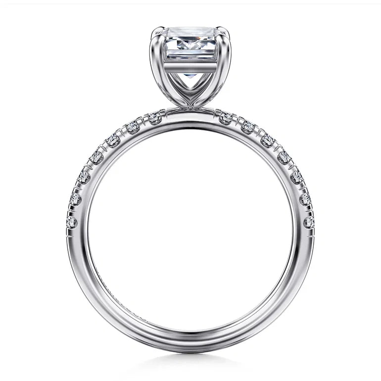 Winslow White Gold Emerald Cut Diamond Engagement Ring Setting