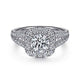 James White Gold Cushion Halo Round Diamond Engagement Ring Setting