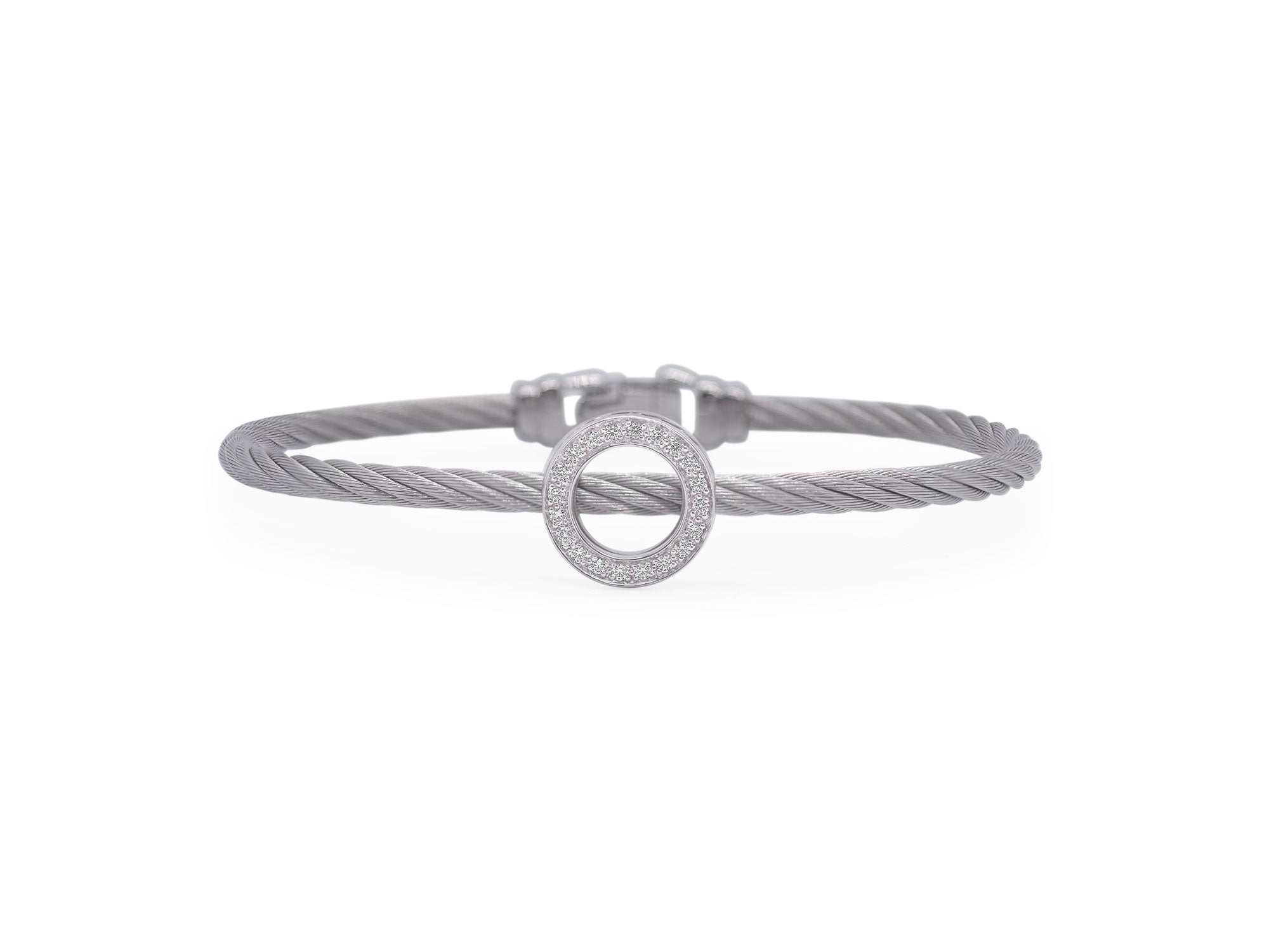 Grey Cable Full Circle Bracelet with Diamonds