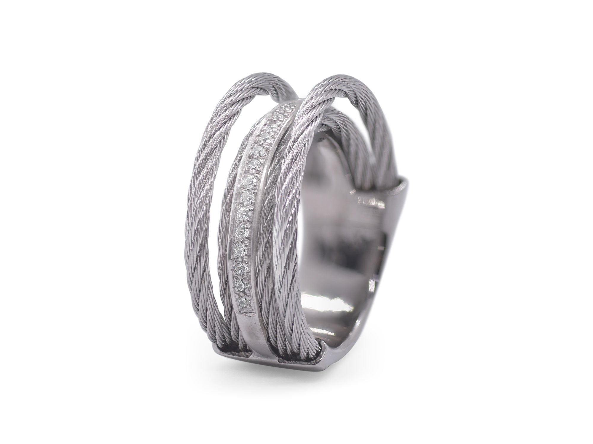 Grey Cable Ring with Diamonds