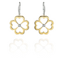 Yellow and White Gold Large Flower and Diamond Leverback Earrings